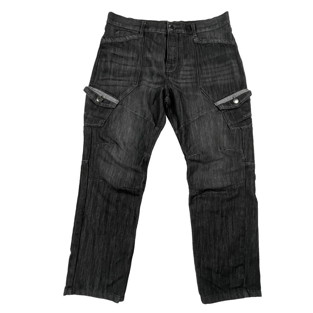 Airwalk Black Mens Cargo Jeans 37x30 (Tag 38R) Y2K Skater Utility Streetwear